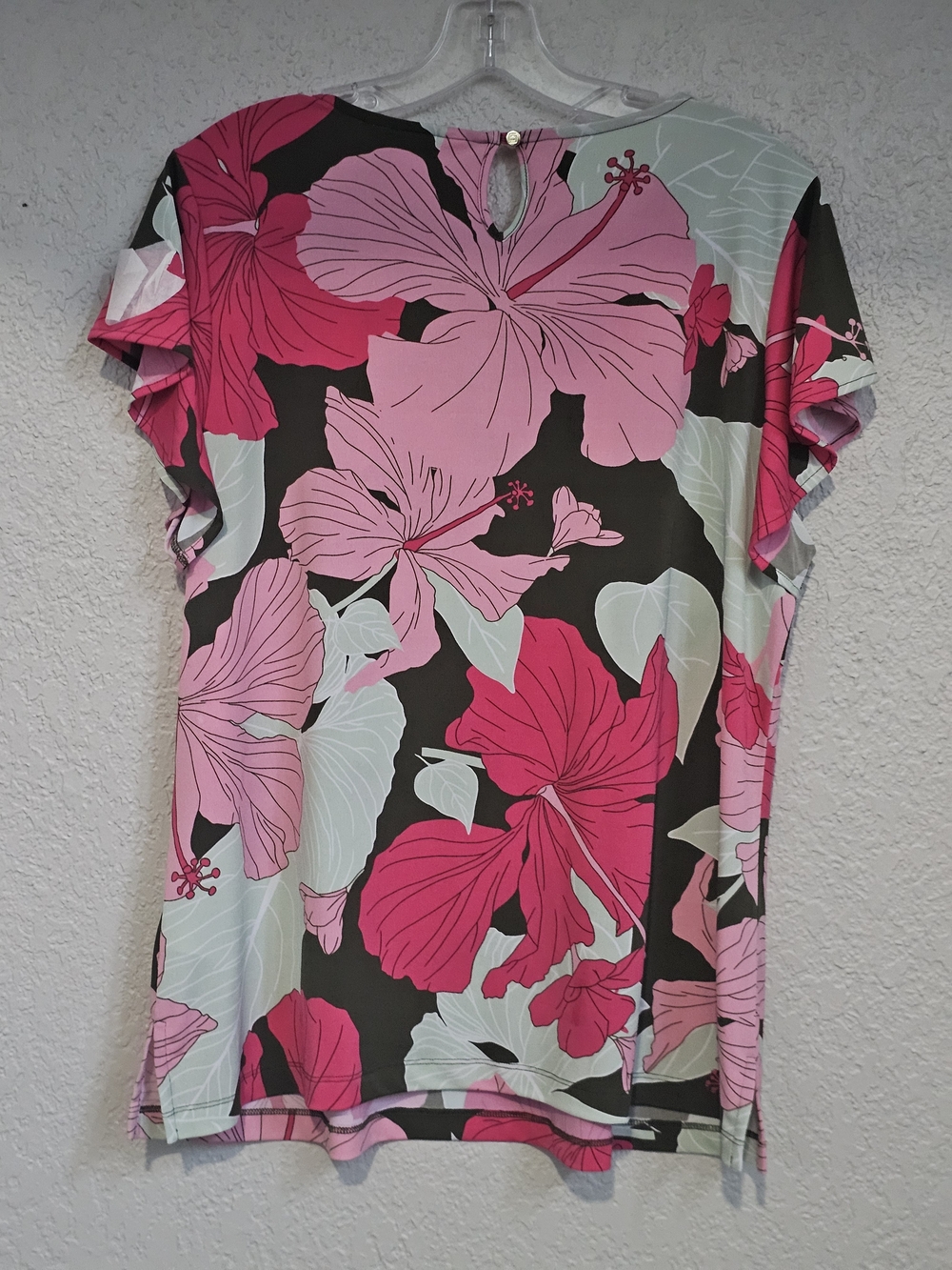 Liz Claiborne Pink & Mint Floral Flutter-Sleeve Top - Picture 5 of 5